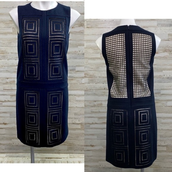 Tibi Black Geometric Cutout Sheath Dress - Picture 1 of 7